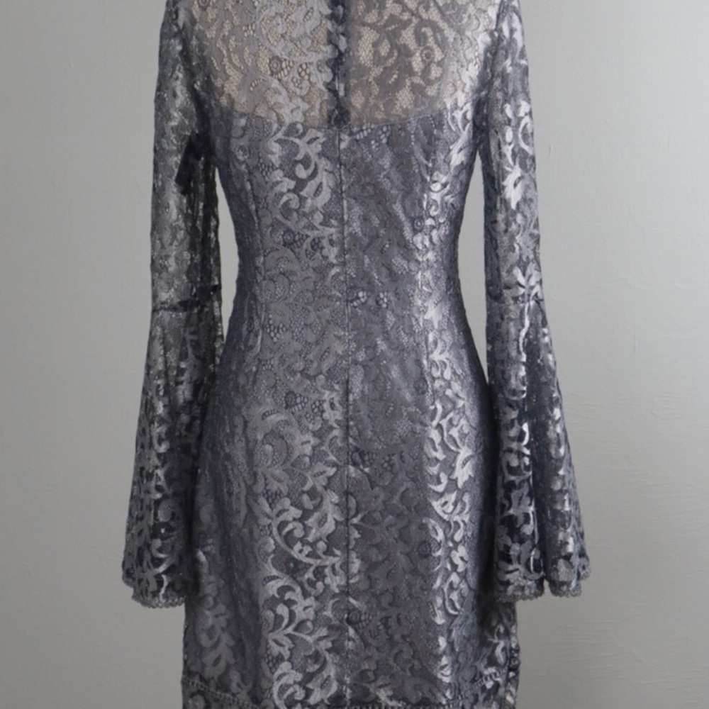 White House Black Market Elegant Gray Lace Dress